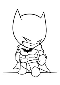 Грустный Чиби Бэтмен распечатать и скачать раскраску - Бэтмен