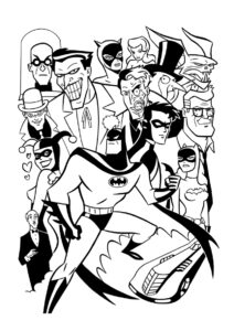 Бэтмен бесплатная раскраска распечатать на А4 - Мрачный мир Готэма