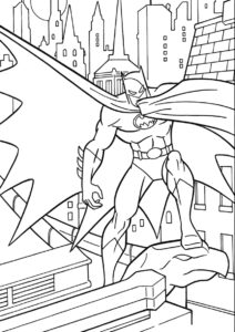Отважный герой на крыше (Бэтмен) распечатать разукрашку