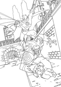 Погоня за Джокером (Бэтмен) распечатать раскраску