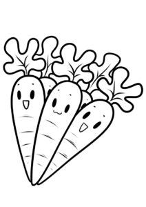 5 веселых друзей раскраска распечатать на А4 - Морковь