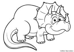 Детеныш трицератопса - бесплатная раскраска с динозавром для детей