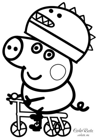 Раскраска Джорджа на велосипеде из мультфильма про Свинку Пеппу