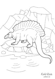 Эдафозавр - скачать и распечатать разукрашку с динозавром