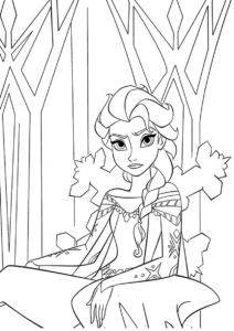 Эльза в ледяной крепости - раскраски с принцессой для девочек