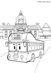 Городской автобус Вупер - скачать и распечатать бесплатную раскраску