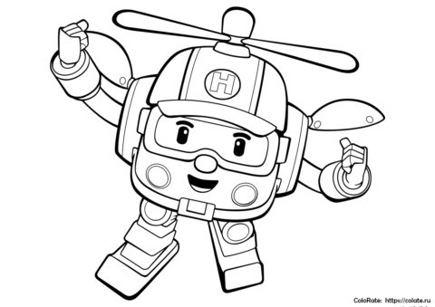 Раскраска робокоптера Хэлли из мультфильма Робокар Поли для мальчиков