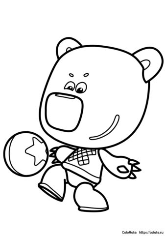Ми-Ми-Мишки раскраска Кеши с мячиком для детей