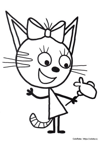 Карамелька с леденцом - раскраска по мультфильму Три кота - распечатать на А4 и скачать