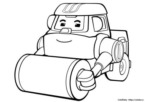 Каток Макс из мультфильма Робокар Поли - бесплатная раскраска для печати