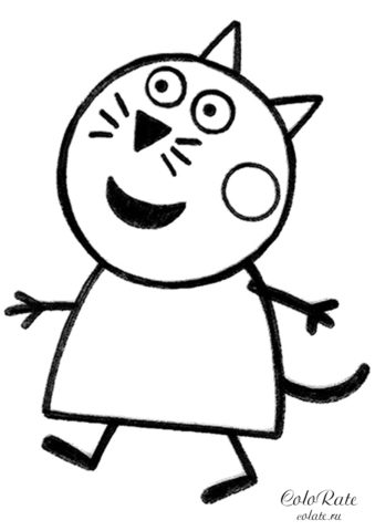 Раскраска киски Кэнди из мультфильма Свинка Пеппа