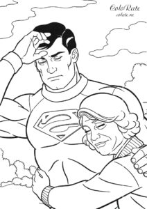 Кларк Кент с матерью - бесплатные раскраски про супермена