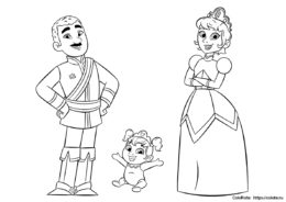 Королевская семья - раскраска из мультфильма Нелла, отважная принцесса