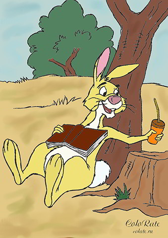 Кролик из мультика про Винни Пуха - пример раскрашивания