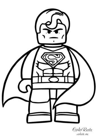 Лего Супермен - распечатать раскраску на А4