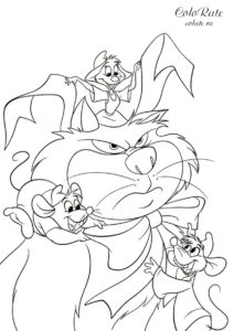 Кот Люцифер и мыши - разукрашка по мультфильму Золушка