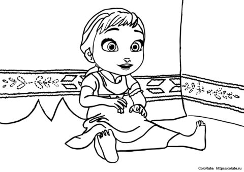 Анна в детстве - разукрашка из мультфильма Холодное сердце