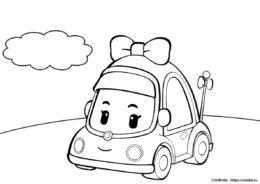 Машинка Мини - раскраска из мультфильма Робокар Поли и его друзья