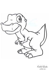 Нарисованный тираннозавр - раскраска для печати