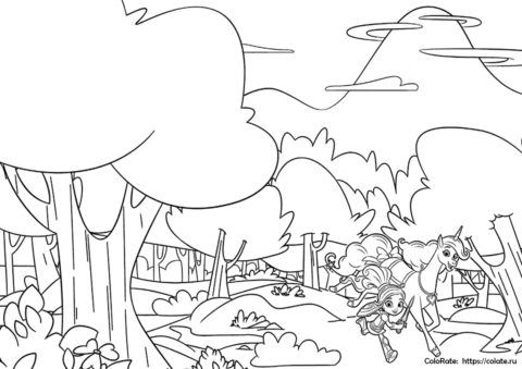 Раскраска для девочек - Нелла и Тринкет в лесной глуши