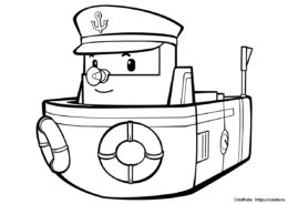 Почтовый кораблик Марин - раскраска по мультику Робокар Поли и его друзья для мальчиков