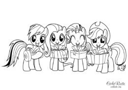 Бесплатная раскраска - пони из мультфильма My Little Pony для девочек