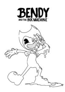 Бесплатная раскраска Растекающийся чернильный демон Бенди из компьютерной игры Бенди и чернильная машина