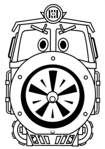 Бесплатная разукрашка - Серьезный поезд Виктор - по мультфильму Роботы-поезда скачать