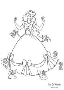 Создание платья в мультфильме Золушка - скачать и распечатать раскраску
