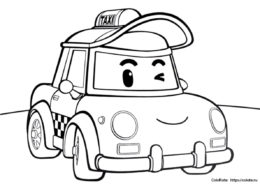 Раскраска из мультфильма Робокар Поли - такси Кэб