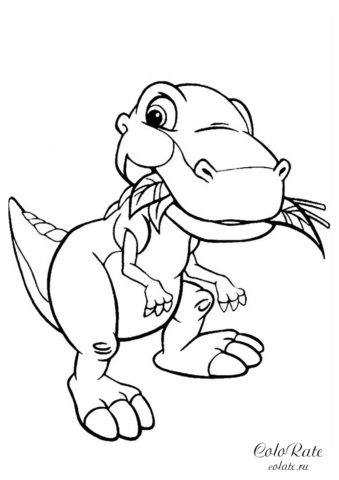 Раскраска с нарисованным травоядным тиранозавром
