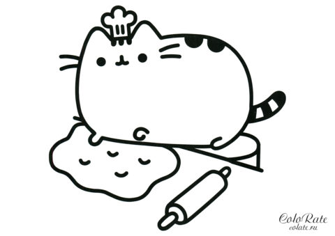 Раскраска Pusheen the Cat повар для детей