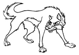 Бесплатная раскраска Агрессивный волк - Волки