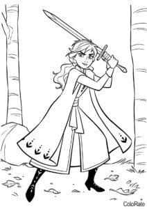 Анна с мечом (Холодное сердце) разукрашка для печати на А4