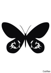 Бабочка с орнаментом на крыльях (Трафареты бабочек) трафарет для печати и загрузки