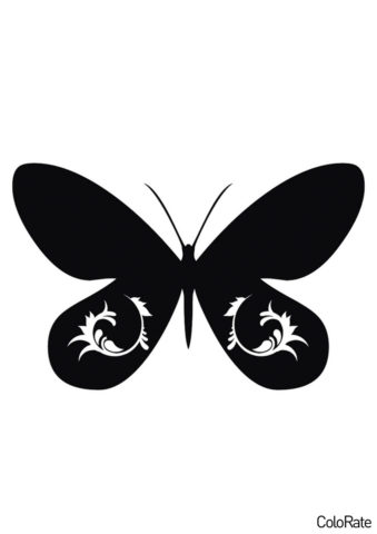 Бабочка с орнаментом на крыльях (Трафареты бабочек) трафарет для печати и загрузки