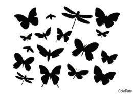 Бабочки, стрекозы и пчелки распечатать и скачать шаблон - Трафареты бабочек