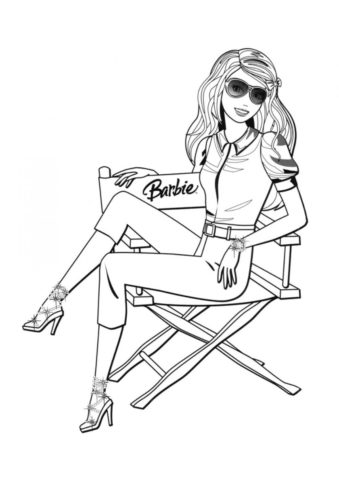 Раскраска Барби на именном стуле - Барби