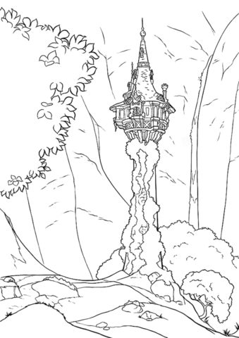 Башня в глуши распечатать раскраску - Рапунцель