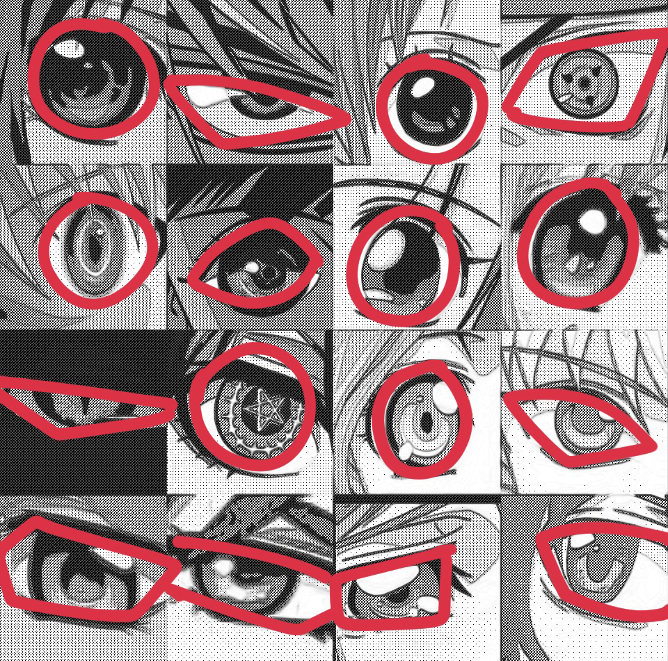 Базовые формы глаз в различных аниме