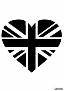 Трафареты сердец распечатать трафарет на А4 - Британский флаг - сердечко