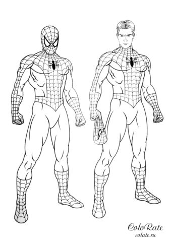 Питер Паркер в костюме Человека-паука скачать и распечатать