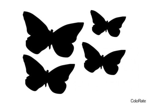 Бесплатный трафарет для вырезания Четыре мотылька - Трафареты бабочек