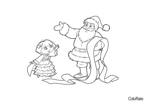 Дед Мороз и Санта Клаус распечатать раскраску на А4 - Даша-путешественница и Санта Клаус