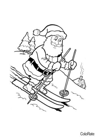 Дед Мороз на лыжах (Дед Мороз и Санта Клаус) распечатать разукрашку