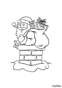 Раскраска Дед Мороз в трубе распечатать и скачать - Дед Мороз и Санта Клаус