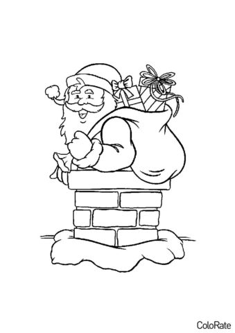 Раскраска Дед Мороз в трубе распечатать и скачать - Дед Мороз и Санта Клаус