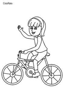 Разукрашка Девочка на велосипеде распечатать на А4 и скачать - Велосипеды