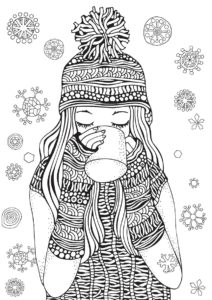 Зима бесплатная разукрашка - Девочка-снежинка