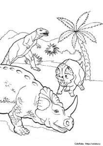 Динозавры на природе разукрашка скачать и распечатать - Динозавры